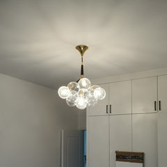 Globes Pendant Light Fixture - Aeyee Modern Chandelier with Clear Glass Shade, Gold Hanging Light for Bedroom Entrance