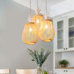 Bird Shaped Island Chandelier - Aeyee Bamboo Hanging Light with Adjustable Cord, Unique Pendant Light Fixture