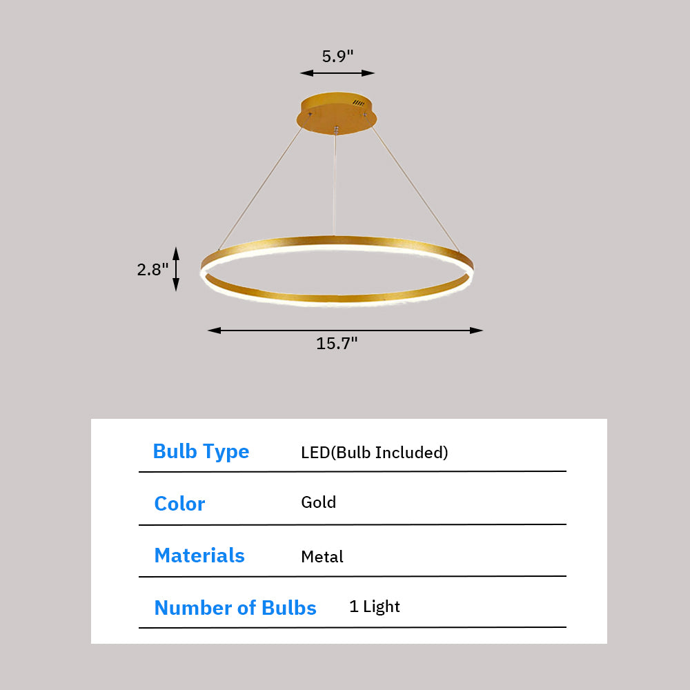 Gold LED Ring Chandelier - Aeyee LED Hanging Light Round Ceiling Penda ...