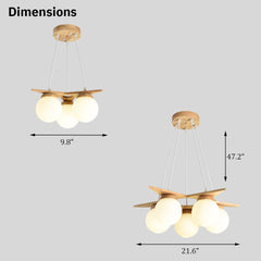 Modern Wood Chandelier - Aeyee Glass Hanging Lamp,Elegant Molecular Lights,Globe Pendant Lamp for Dining Room Living Room